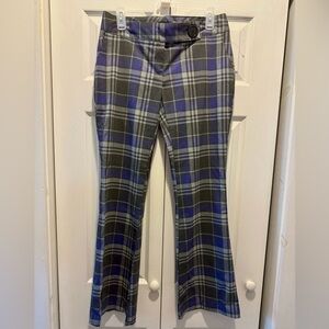 Spring Street Women Casual Plaid Flare Pants Sz:7/8 grey/purple